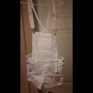 Size large white fashion nova overalls